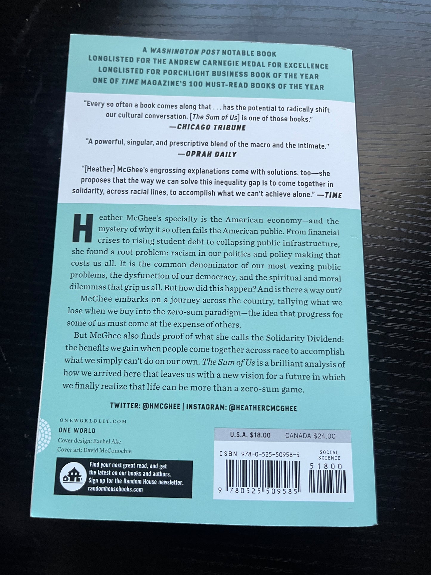 THE SUM OF US: What Racism Costs Everyone and How We Can Prosper Together by Heather McGhee