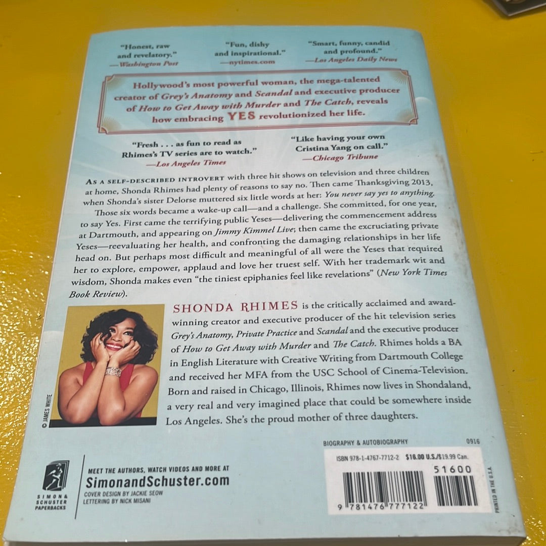 YEAR OF YES: How to Dance It Out, Stand in the Sun, and Be Your Own Person by Shonda Rhimes