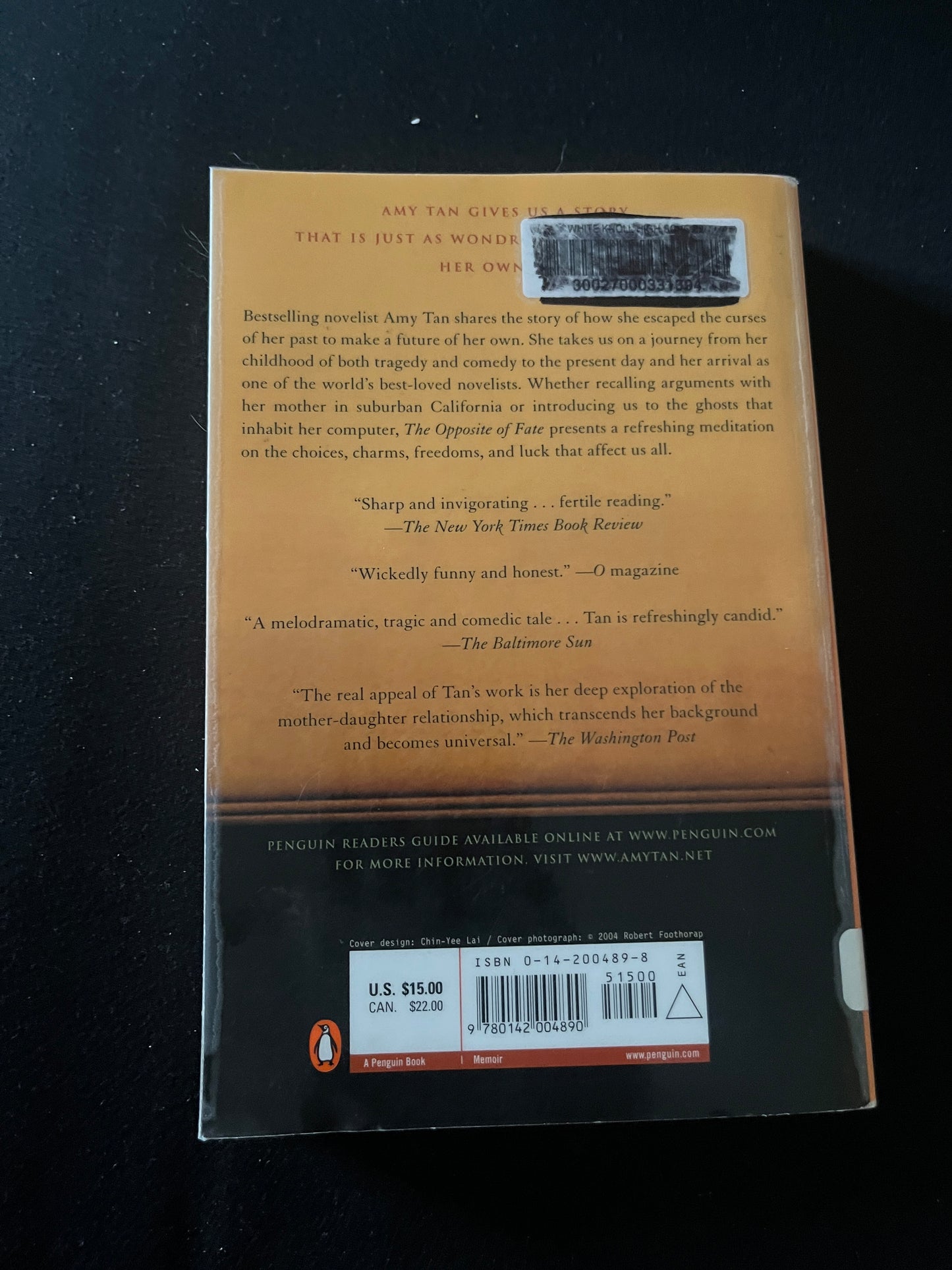 The Opposite of Fate: Memories of a Writing Life by Amy Tan