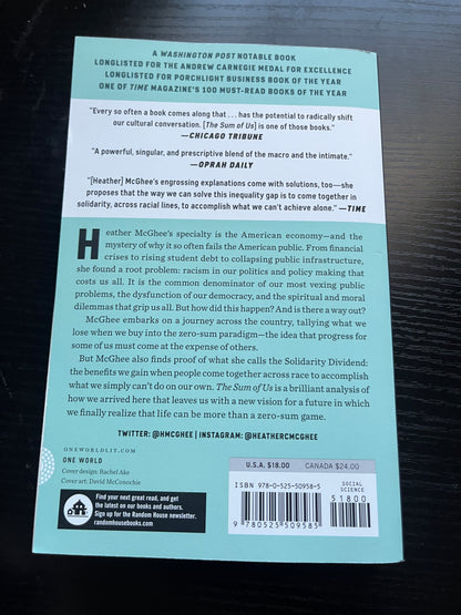 THE SUM OF US: What Racism Costs Everyone and How We Can Prosper Together by Heather McGhee