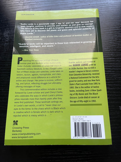 SISTER OUTSIDER: Essays and Speeches by Audre Lorde