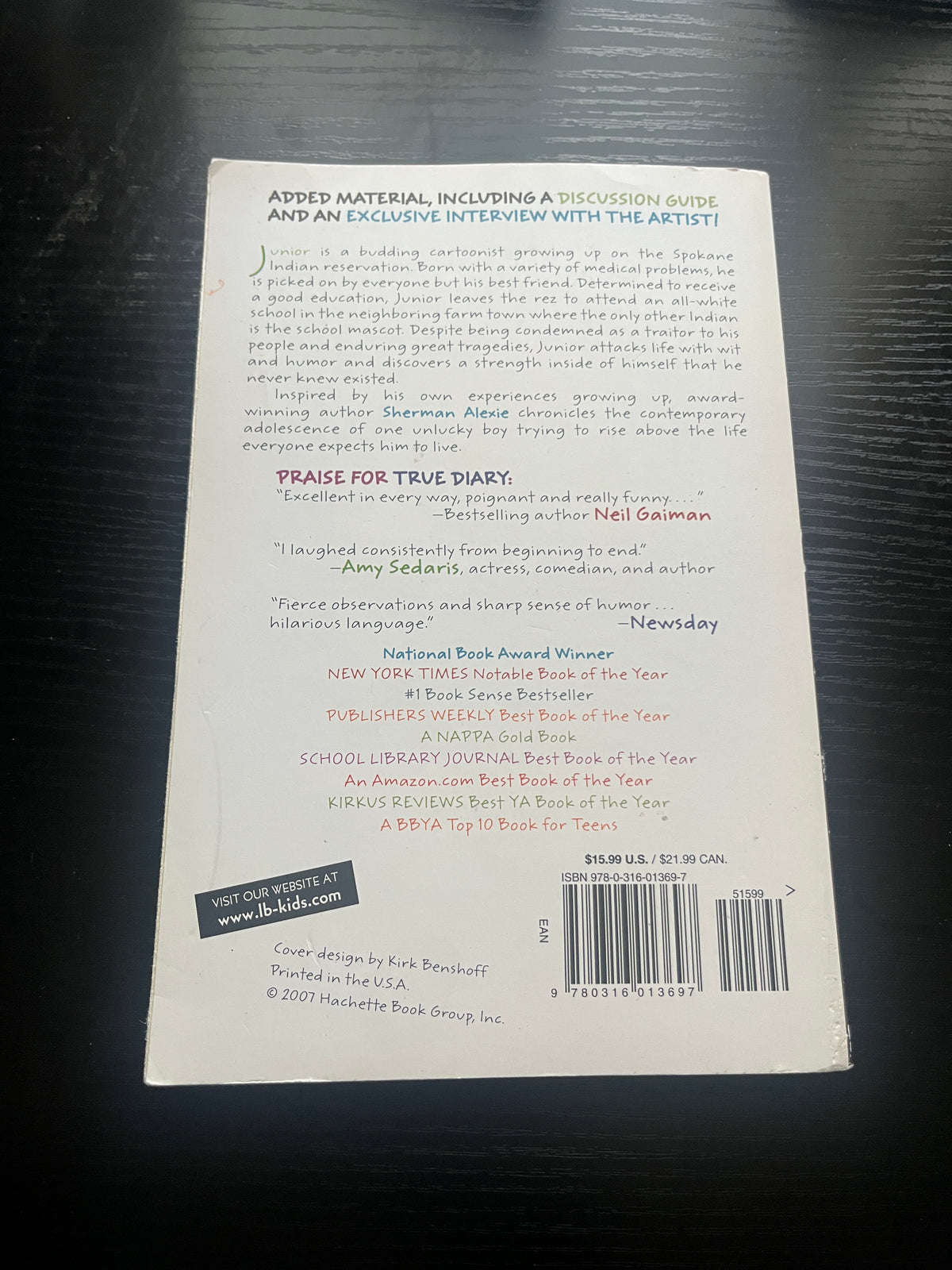 THE ABSOLUTELY TRUE DIARY OF A PART-TIME INDIAN by Sherman Alexie