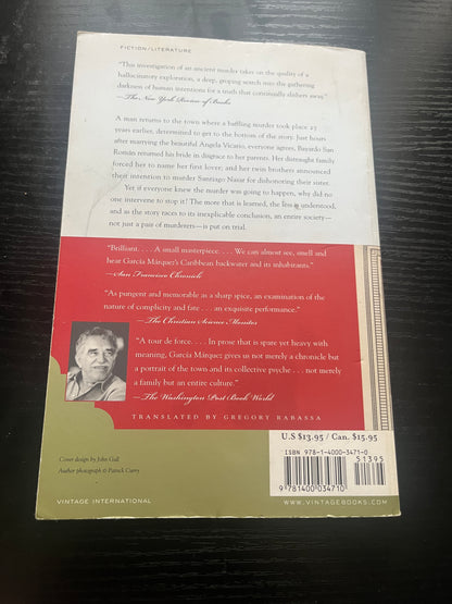 CHRONICLE OF DEATH FORETOLD by Gabriel García Márquez