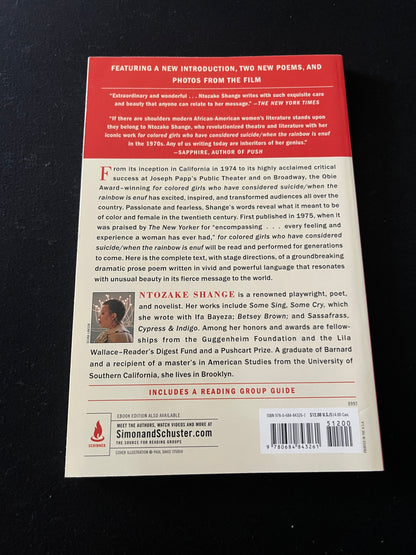 FOR COLORED GIRLS WHO HAVE CONSIDERED SUICIDE WHEN THE RAINBOW IS ENUF by Ntozake Shange